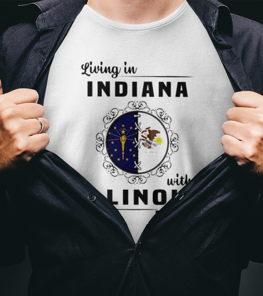 Indiana Living With Illinois Roots Emblem T-Shirt