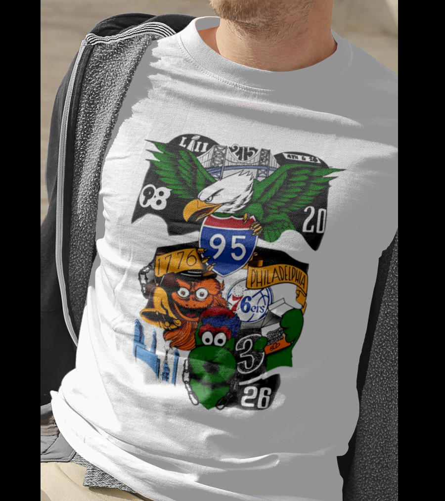 LII Eagle 215 Philadelphia 98 20 1776 76ers 26 Mascot T-Shirt