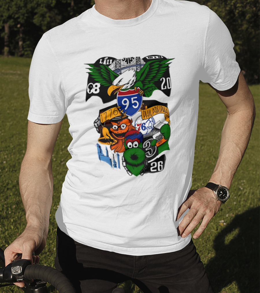LII Eagle 215 Philadelphia 98 20 1776 76ers 26 Mascot T-Shirt