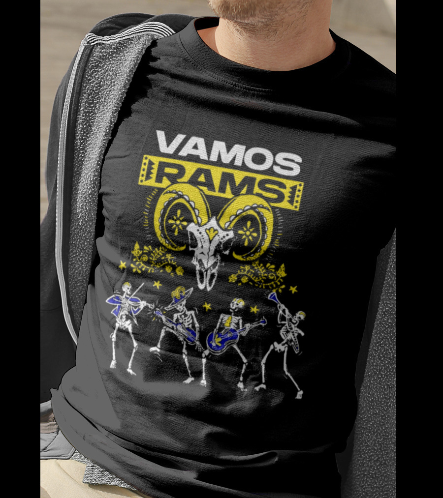 Vamos Rams Dia De Los Muertos Skeleton Dance T-Shirt