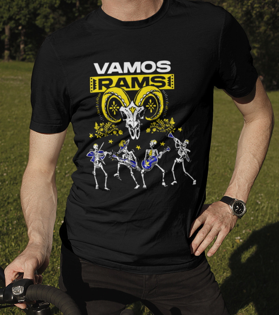 Vamos Rams Dia De Los Muertos Skeleton Dance T-Shirt