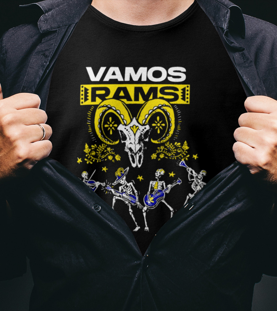 Vamos Rams Dia De Los Muertos Skeleton Dance T-Shirt