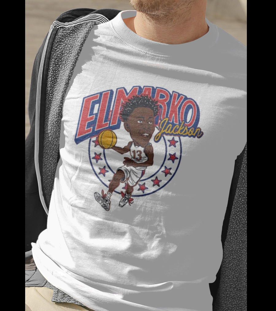 Elmarko Jackson Kansas Jayhawks Basketball Vintage Stars T-Shirt