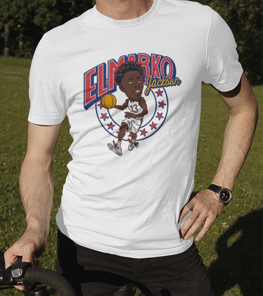 Elmarko Jackson Kansas Jayhawks Basketball Vintage Stars T-Shirt