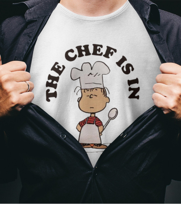 Linus Peanuts The Chef Is In Cooking Spoon Comic Character T-Shirt