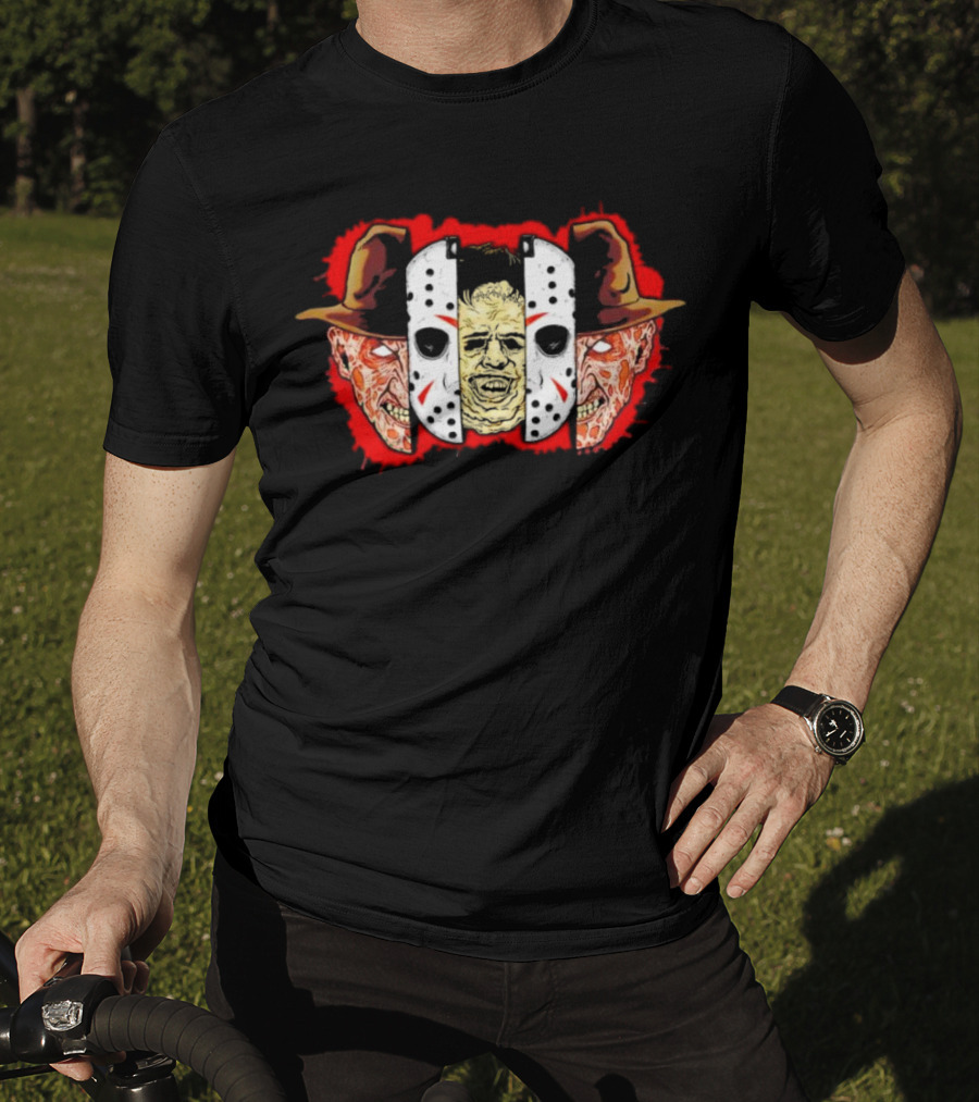 Michael Myers Jason Voorhees Freddy Krueger Slasher Trio Mask Horror Icons T-Shirt