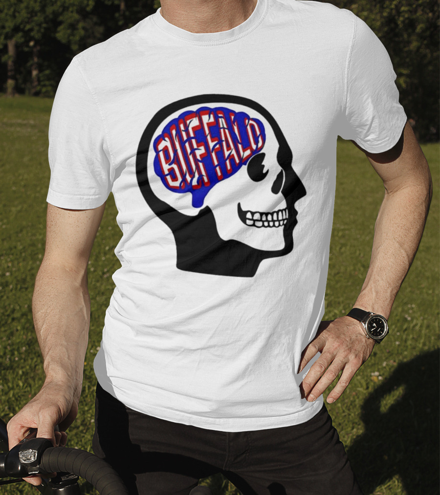 Buffalo Brain Outline In Skull T-Shirt