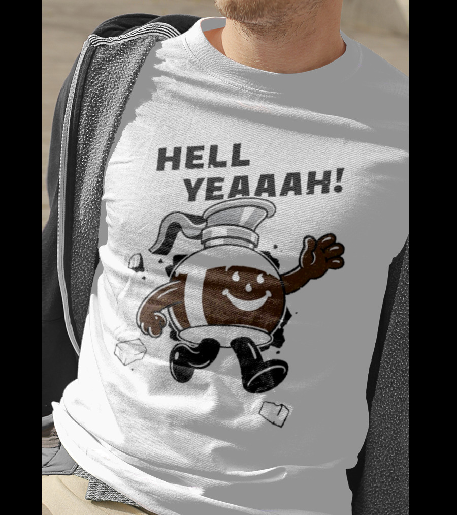 Hell Yeaaah For Coffee Mascot Running Enthusiastically With Ice Cubes T-Shirt