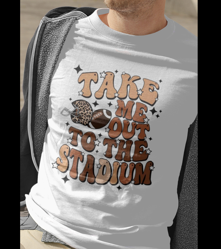 Take Me Out To The Stadium Leopard Helmet Football T-Shirt