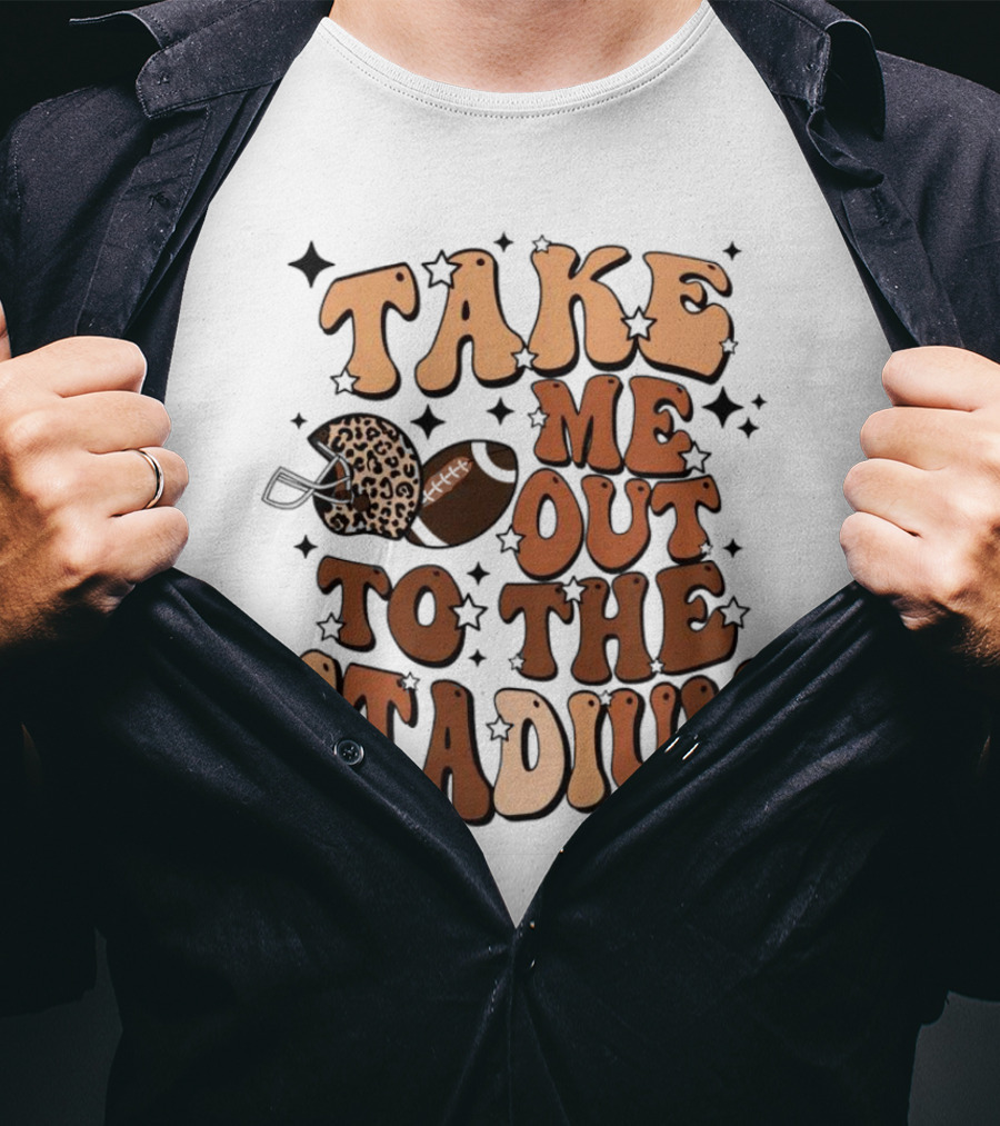 Take Me Out To The Stadium Leopard Helmet Football T-Shirt