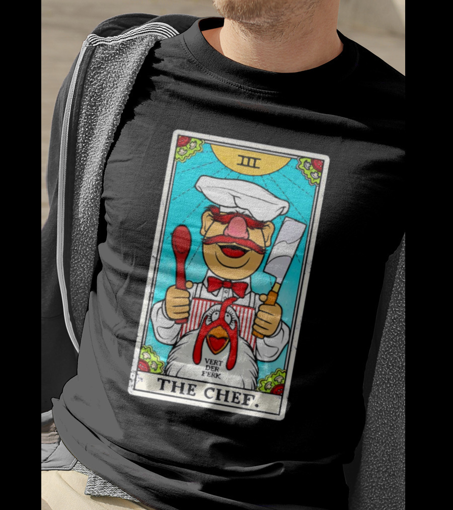 The Chef Tarot Card Vert Der Ferk Spoon Cleaver Chicken T-Shirt