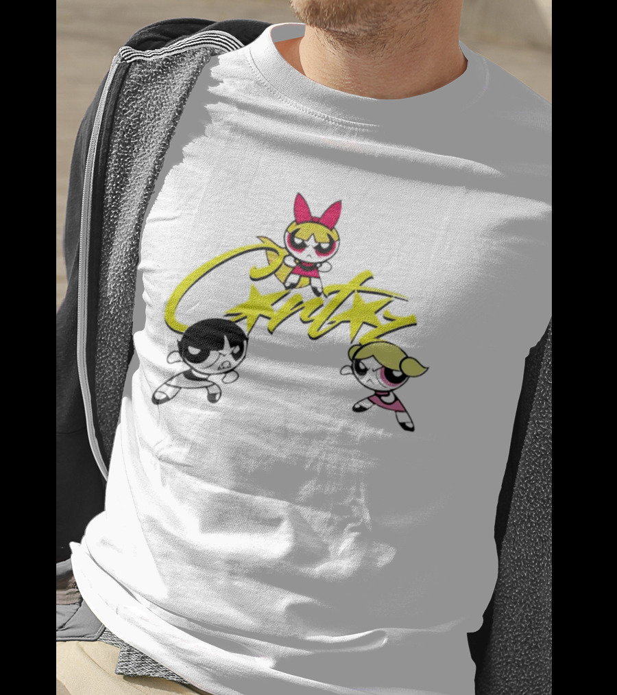 The Powerpuff Girls Corteiz Logo With Characters Buttercup Blossom Bubbles T-Shirt