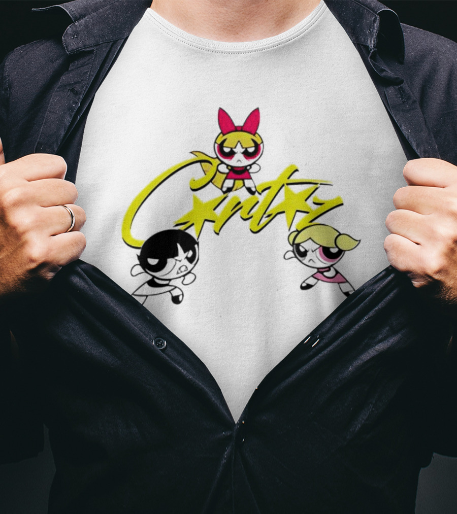 The Powerpuff Girls Corteiz Logo With Characters Buttercup Blossom Bubbles T-Shirt