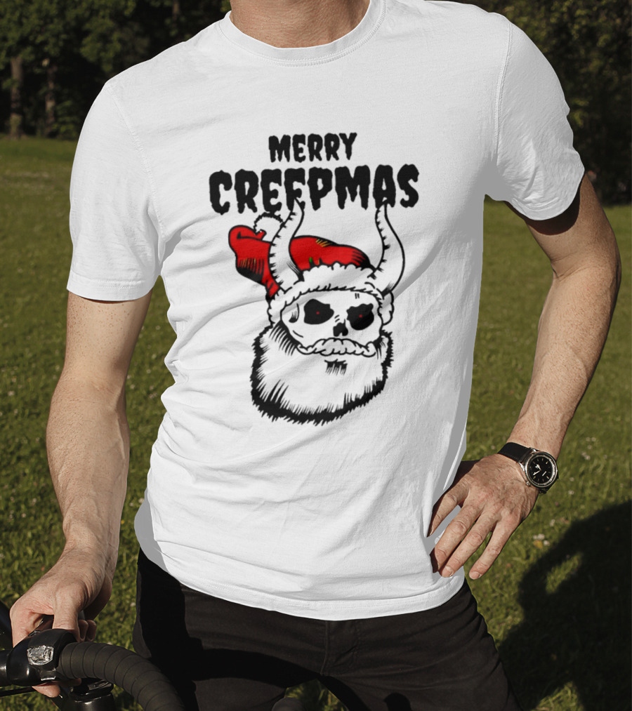 Merry Creepmas Horror Santa Skull Christmas T-Shirt