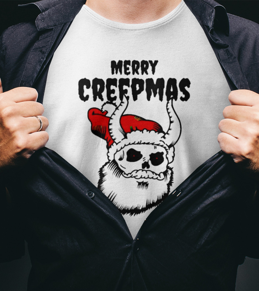 Merry Creepmas Horror Santa Skull Christmas T-Shirt
