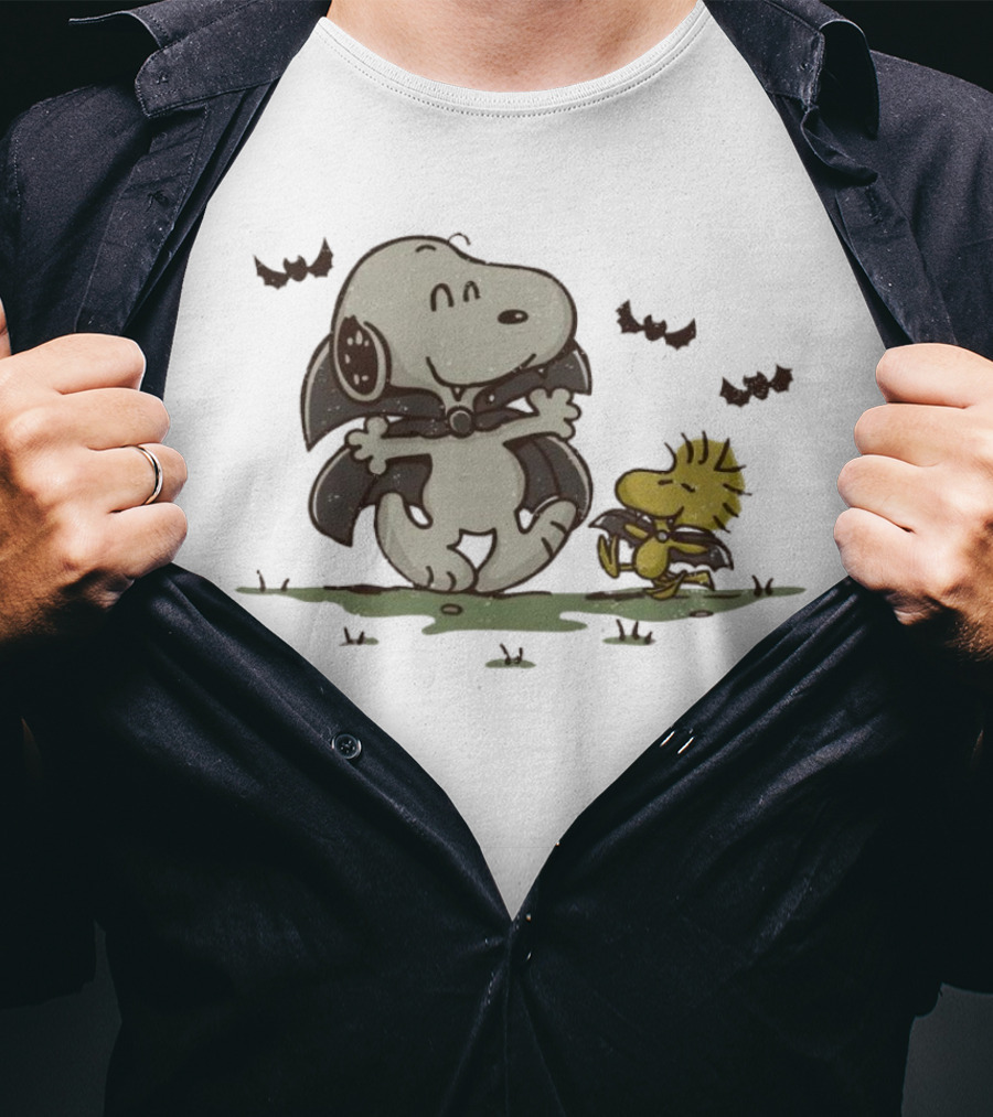 Snoopy And Woodstock Peanuts Spooky Halloween Fun T-Shirt
