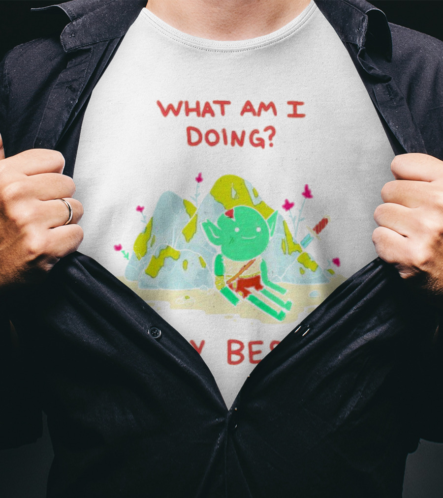 WHAT AM I DOING MY BEST Seated Goblin With Sword In Rocky Landscape T-Shirt