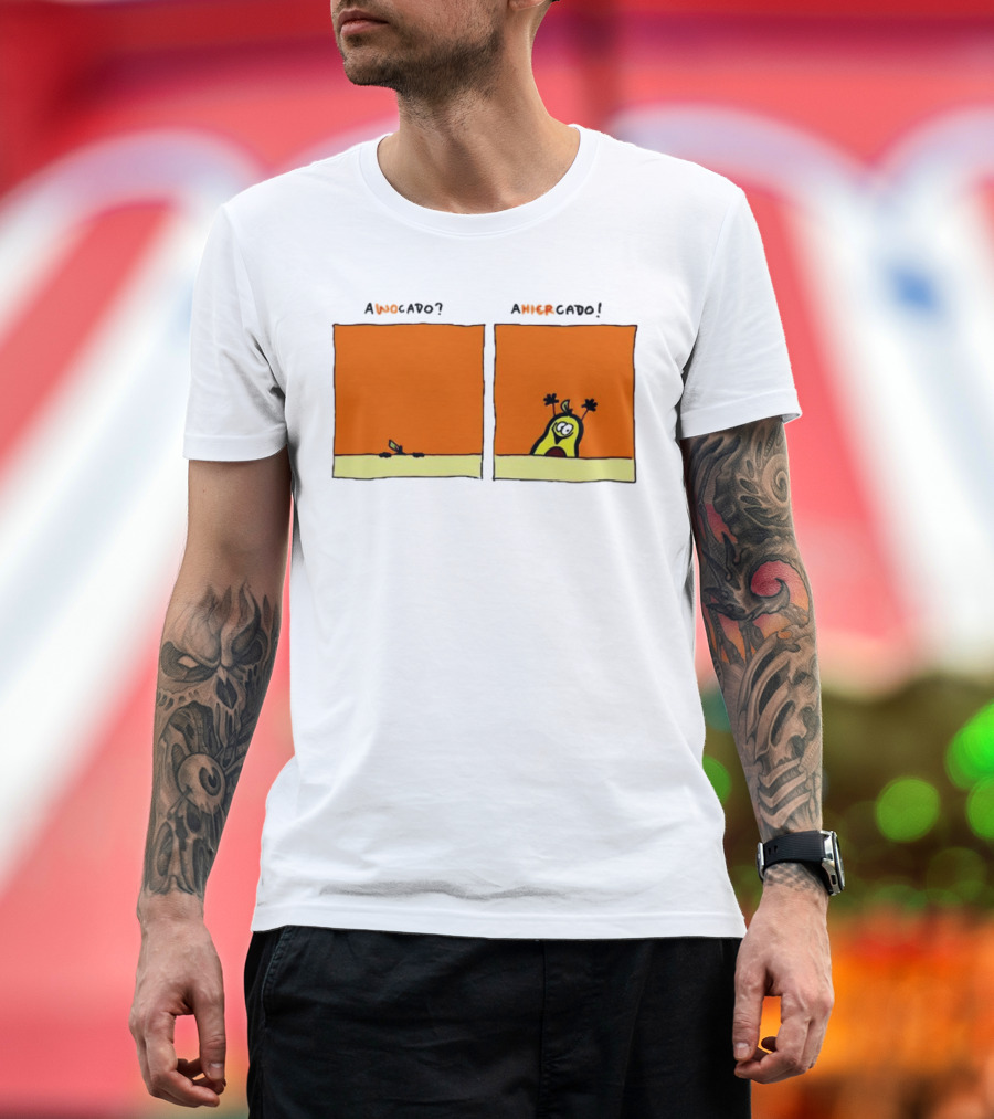 Awocado Ahiercado Funny Avocado Comic Two Panel Joke T-Shirt