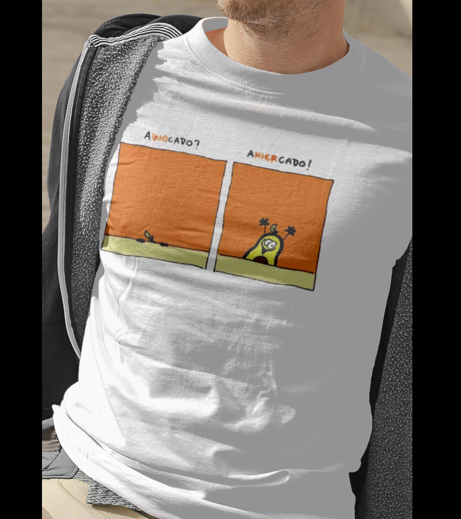 Awocado Ahiercado Funny Avocado Comic Two Panel Joke T-Shirt