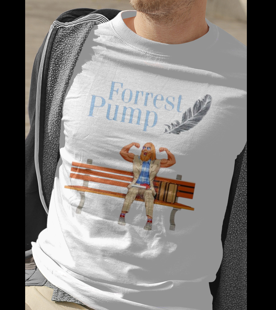 Forrest Pump Sitcom Character With Feather And Bench T-Shirt