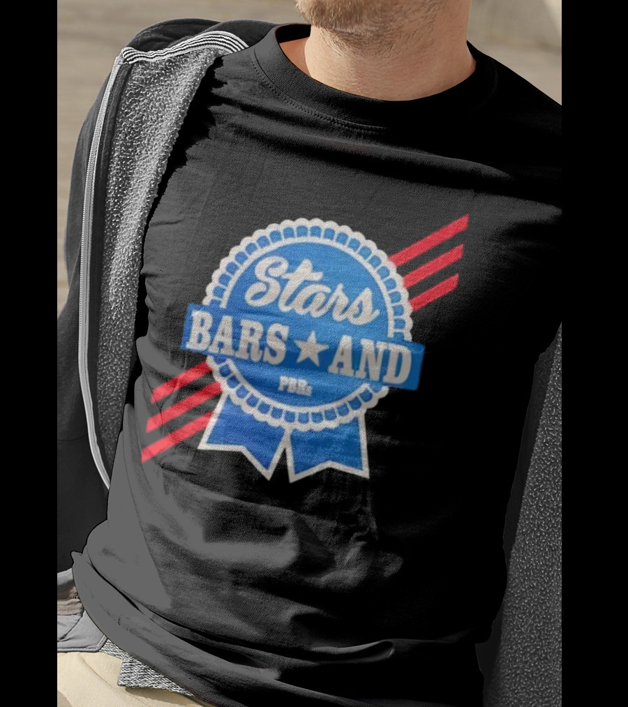 Stars Bars And PBRs Patriotic Blue Ribbon Badge T-Shirt