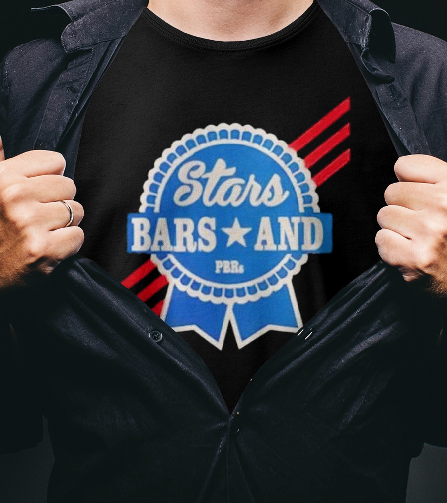 Stars Bars And PBRs Patriotic Blue Ribbon Badge T-Shirt