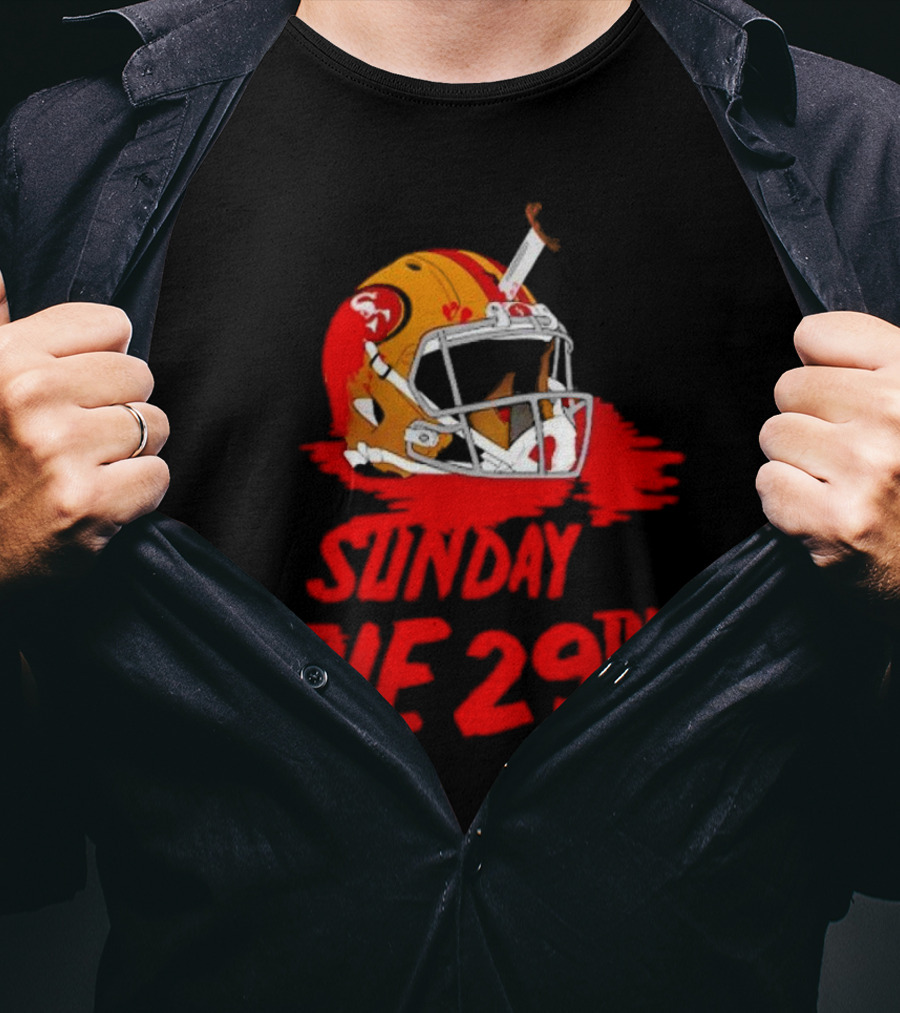 Sunday The 29th Football Helmet Horror Crossover T-Shirt
