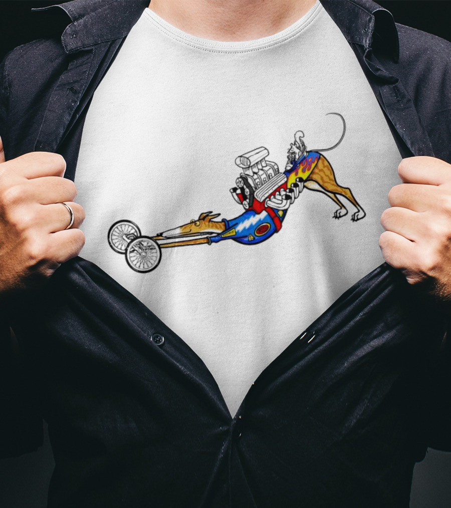 The Indianapolis One Cartoon Dog Dragster Engine Racing T-Shirt