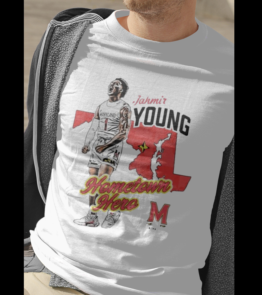 Jahmir Young Hometown Hero Maryland Map Red Star M T-Shirt