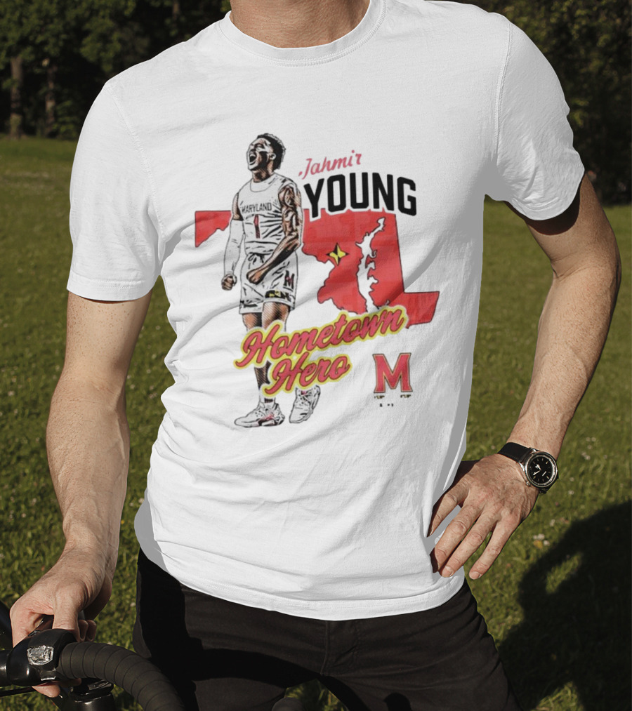 Jahmir Young Hometown Hero Maryland Map Red Star M T-Shirt