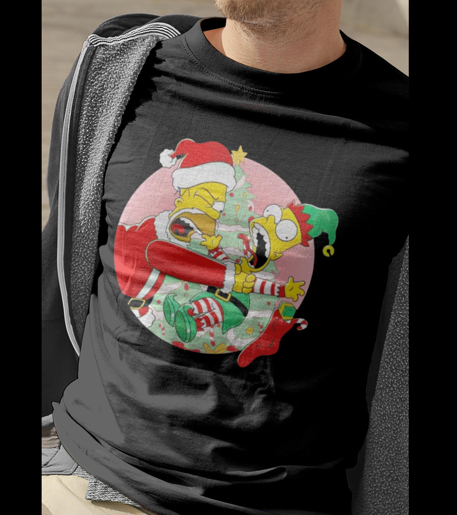 You Are Not Santa's Helper Animated Christmas Family Fight T-Shirt