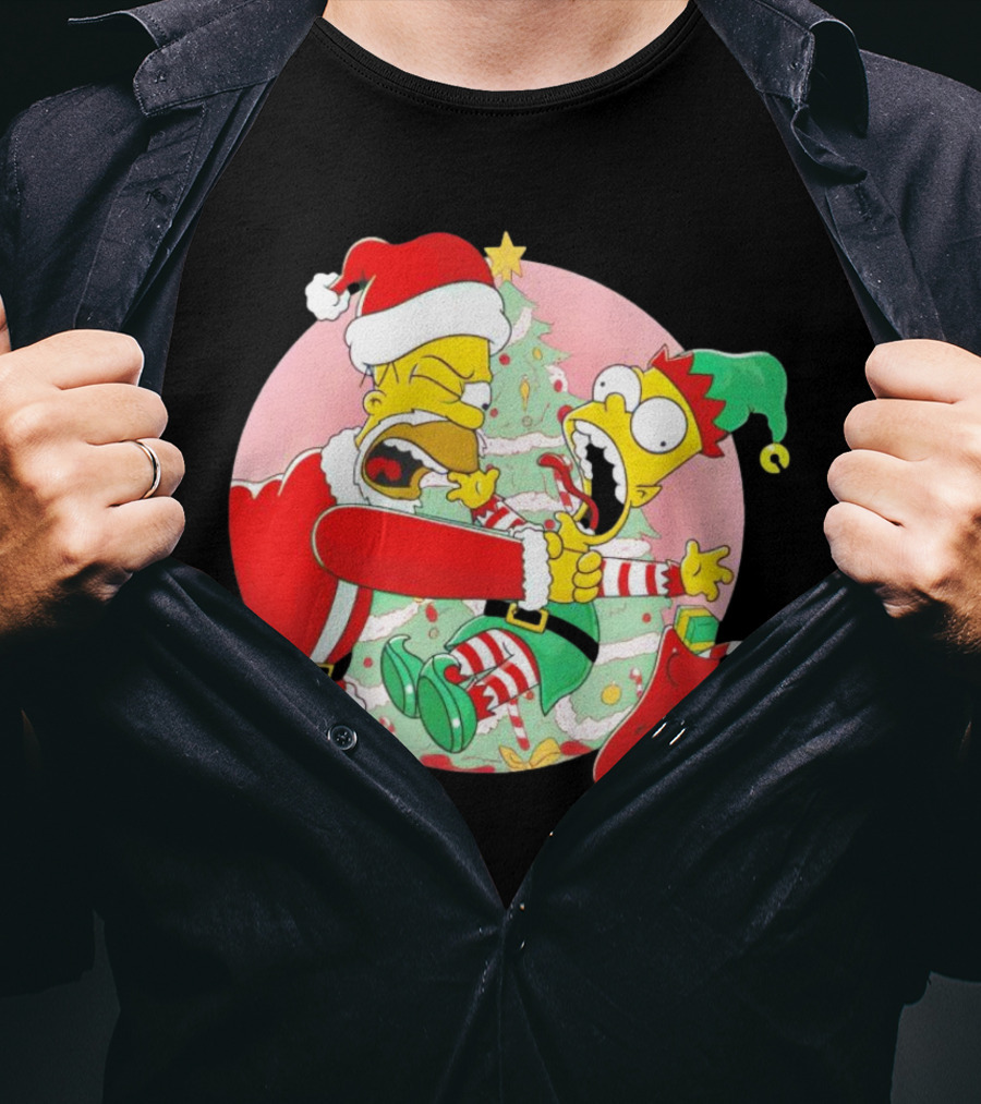 You Are Not Santa's Helper Animated Christmas Family Fight T-Shirt