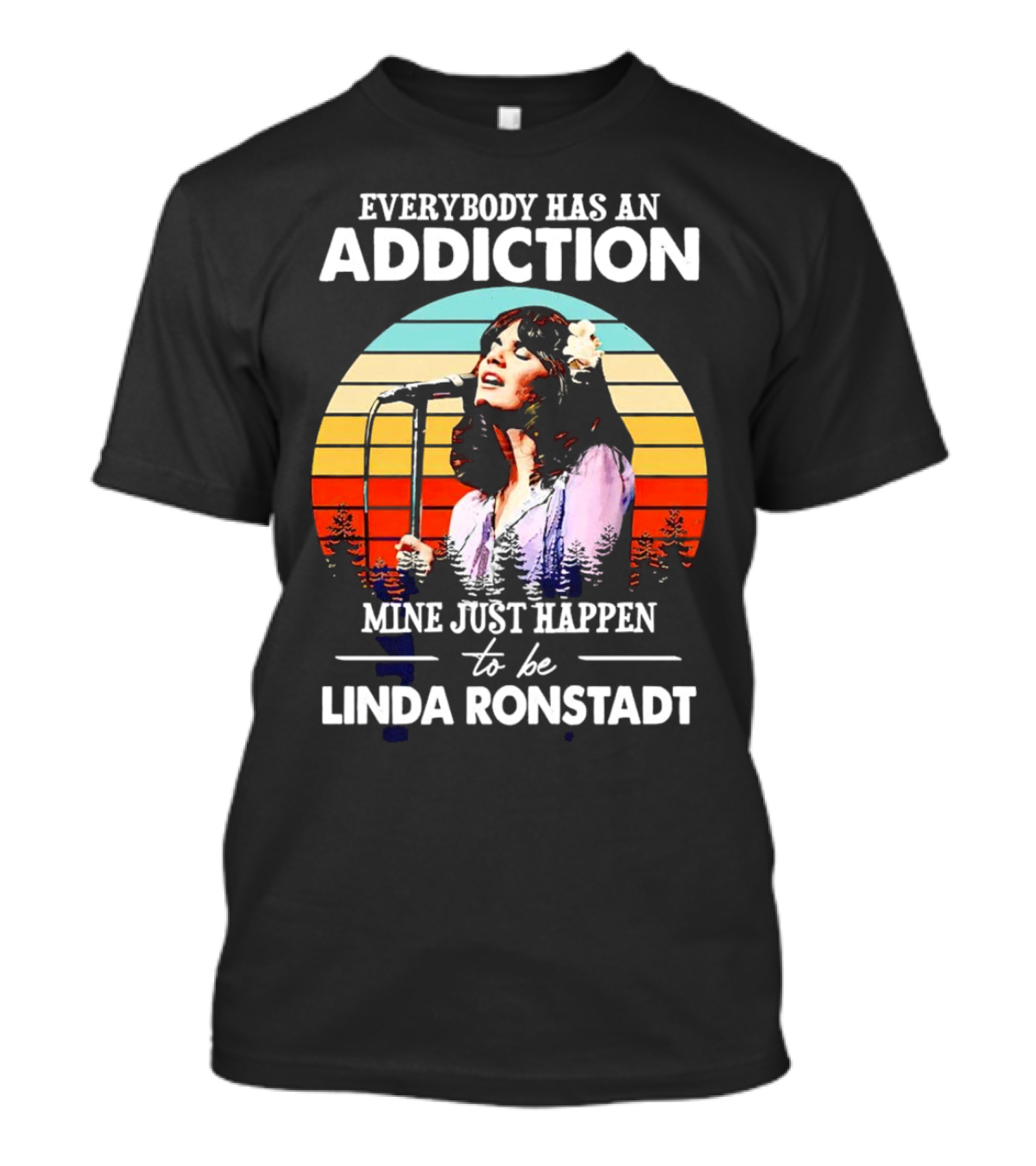Everybody Has An Addiction Mine Just Happen To Be Linda Ronstadt Vintage Sunset Microphone Performance T-Shirt