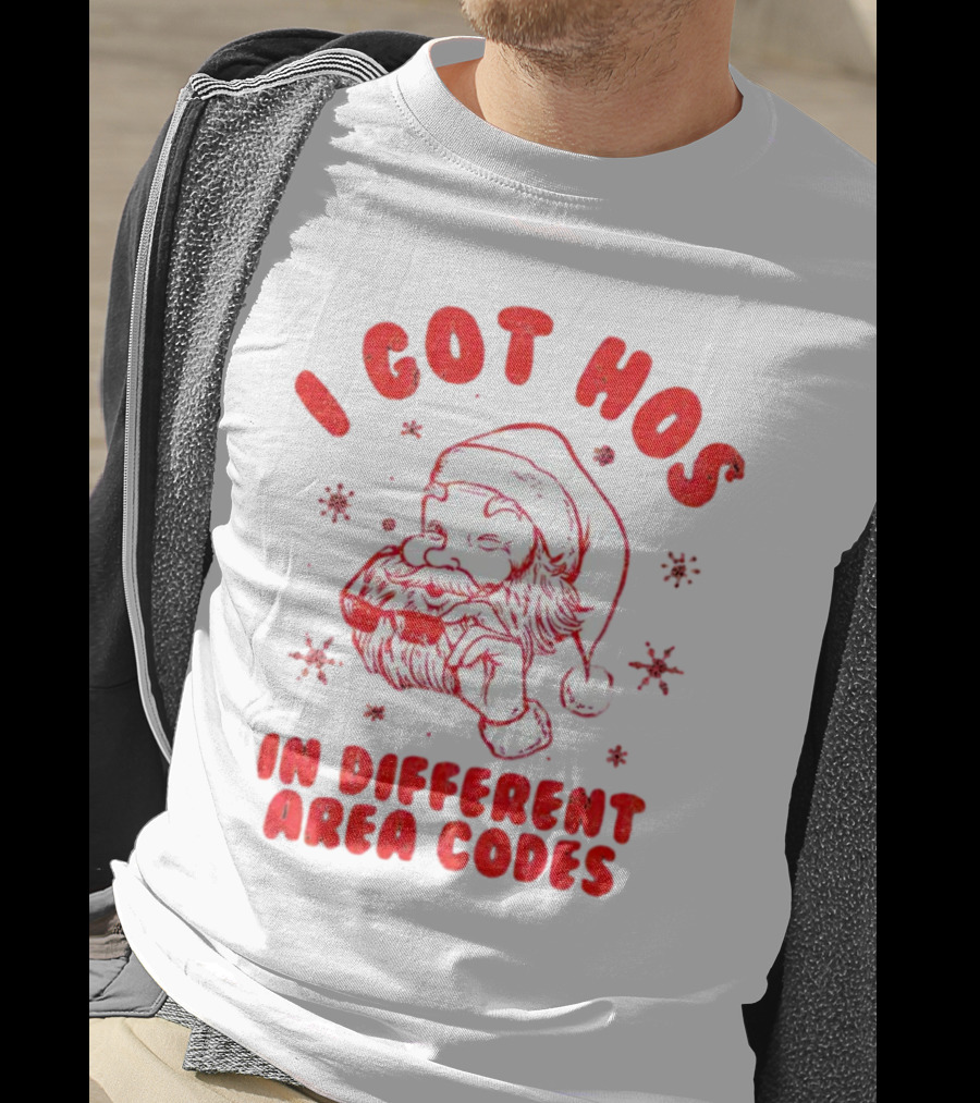 I Got Hos In Different Area Codes Santa Claus Sunglasses Snowflakes T-Shirt