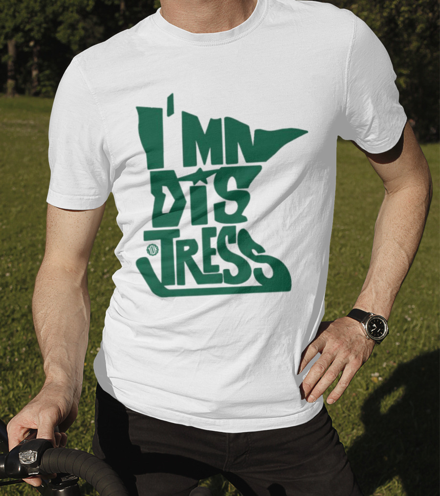 I MN Dis Tress Minnesota Silhouette And Hockey Stick T-Shirt