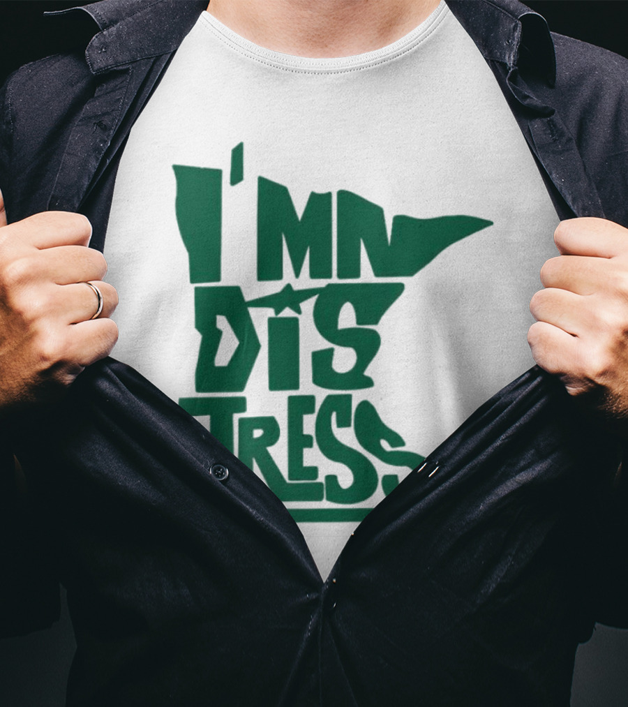 I MN Dis Tress Minnesota Silhouette And Hockey Stick T-Shirt