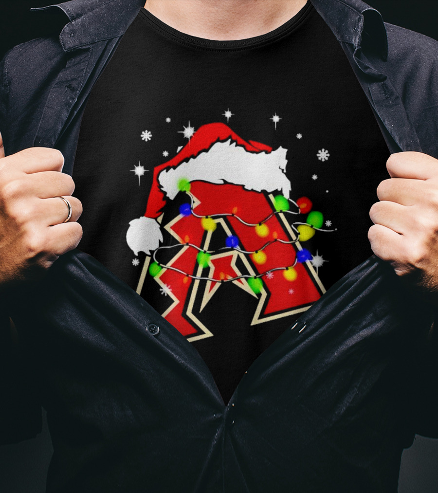 Santa Hat Arizona Diamondbacks Christmas Lights T-Shirt