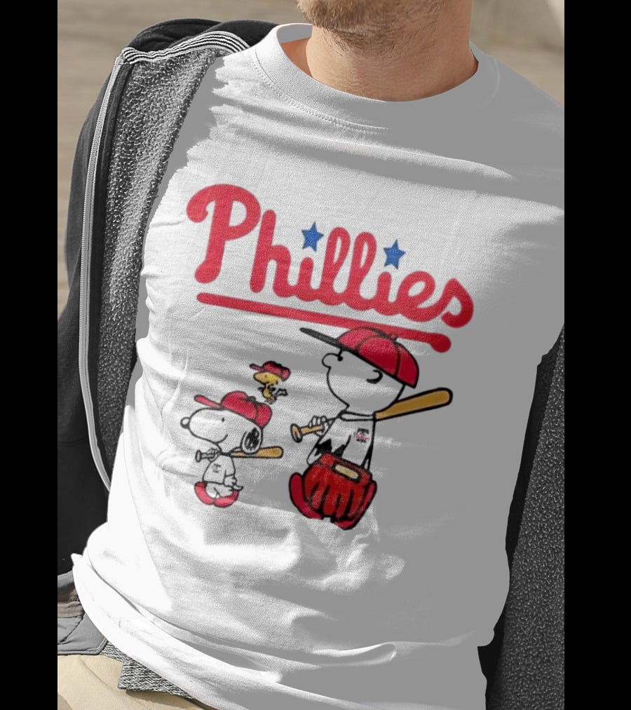 Phillies Snoopy Woodstock Charlie Brown Peanuts Baseball T-Shirt