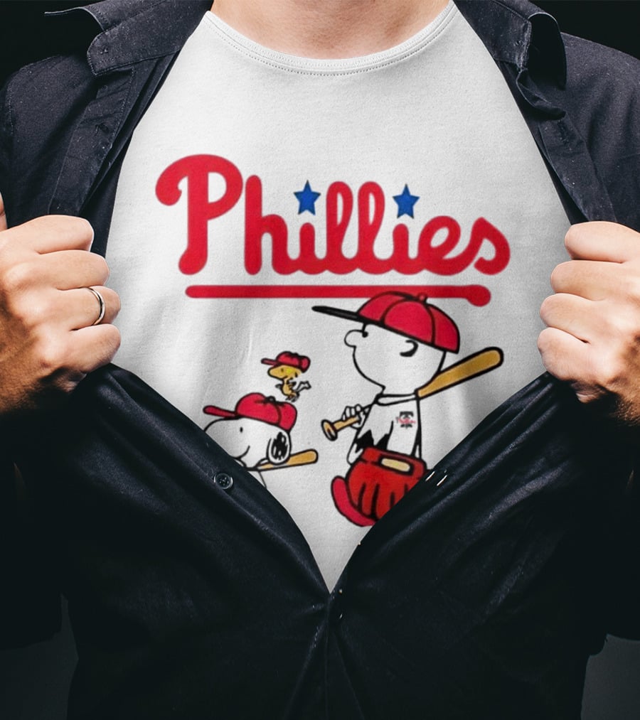 Phillies Snoopy Woodstock Charlie Brown Peanuts Baseball T-Shirt