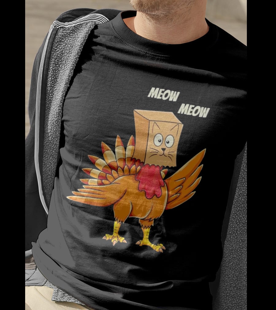 Meow Meow Turkey Cat Thanksgiving T-Shirt