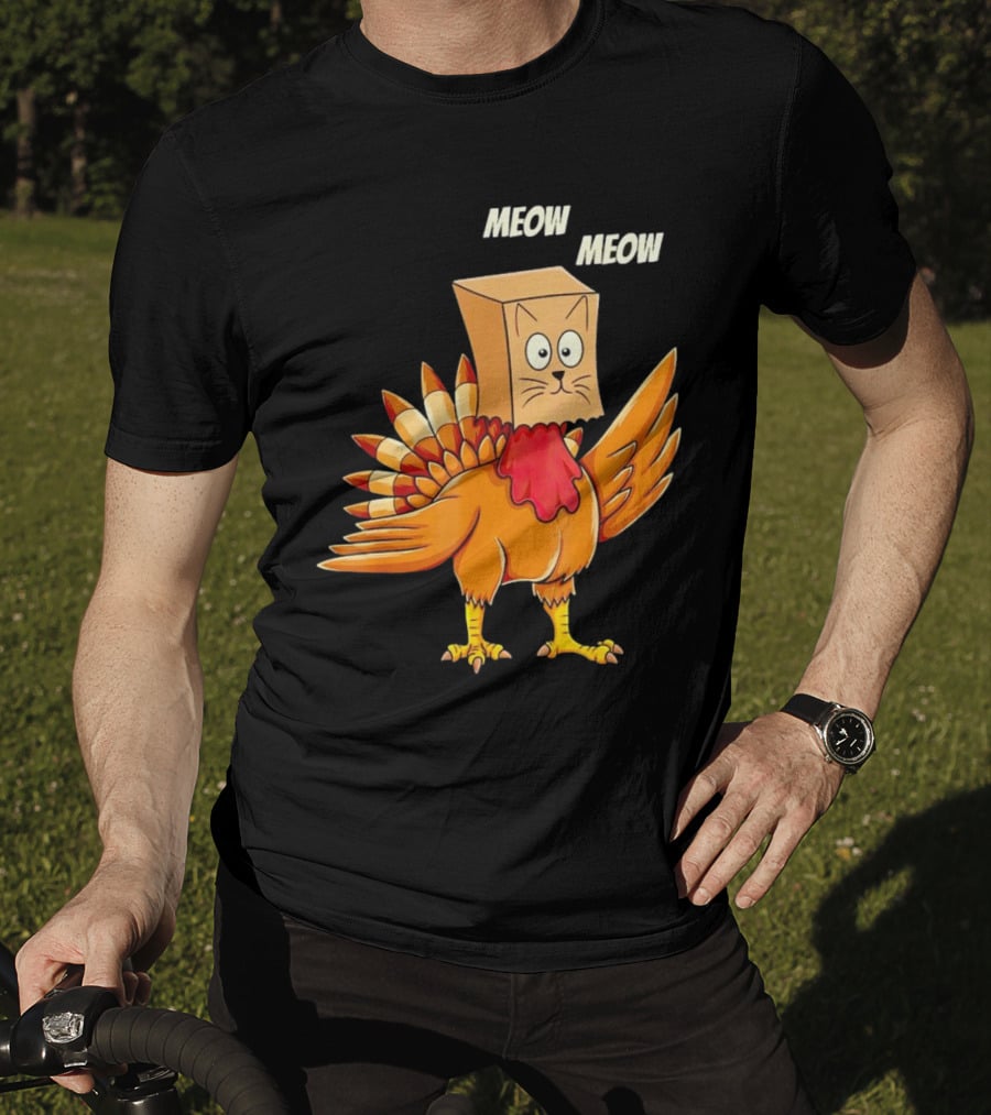 Meow Meow Turkey Cat Thanksgiving T-Shirt