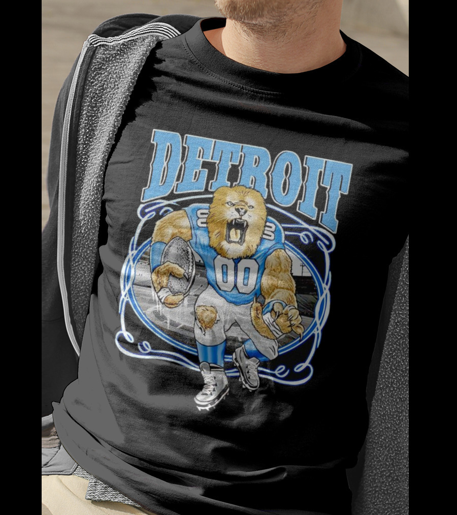 Detroit Lions Football 00 Mascot Running T-Shirt