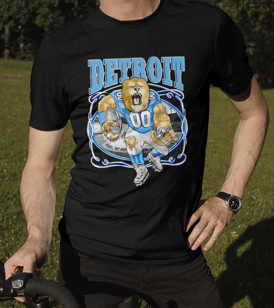 Detroit Lions Football 00 Mascot Running T-Shirt