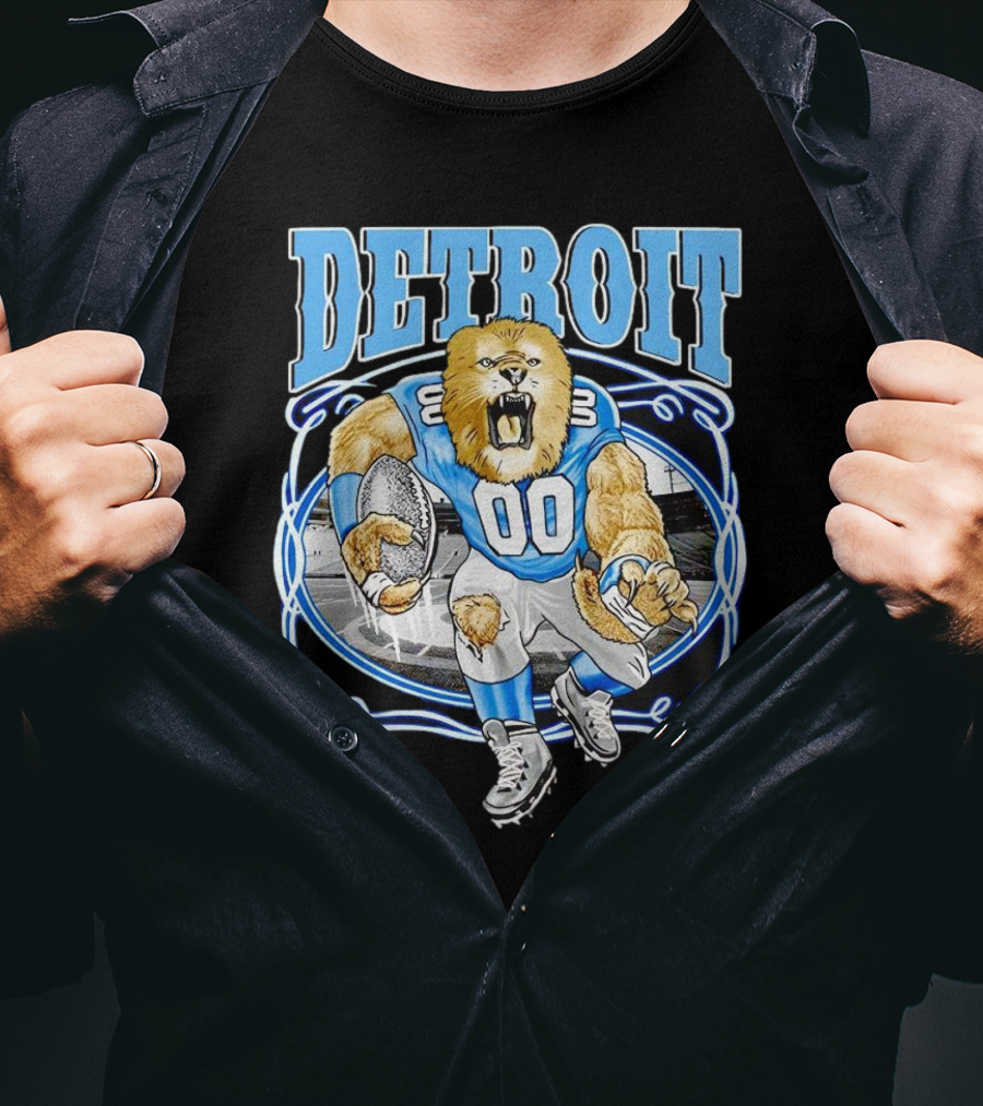 Detroit Lions Football 00 Mascot Running T-Shirt