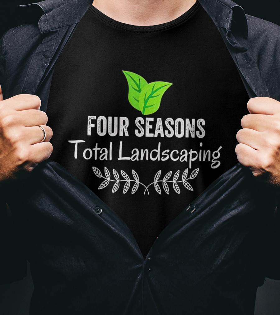 Four Seasons Total Landscaping Green Leaf Emblem T-Shirt