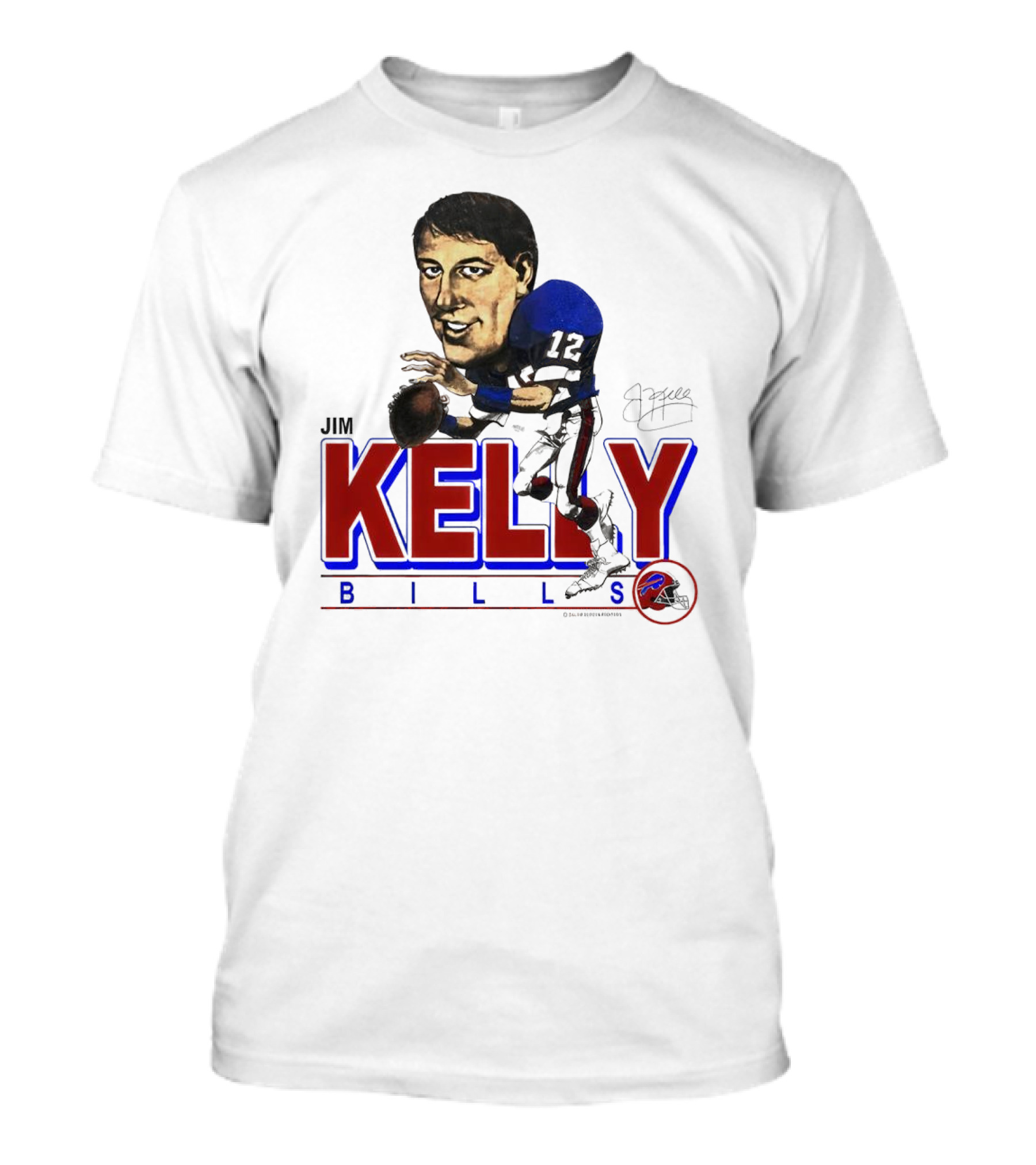 Jim Kelly Buffalo Bills Signature Caricature Kelly Bills T-Shirt