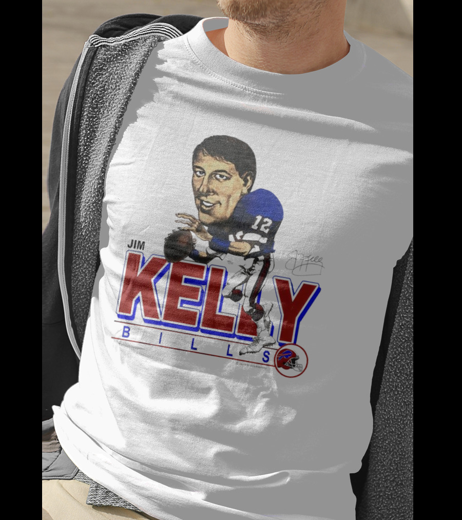 Jim Kelly Buffalo Bills Signature Caricature Kelly Bills T-Shirt