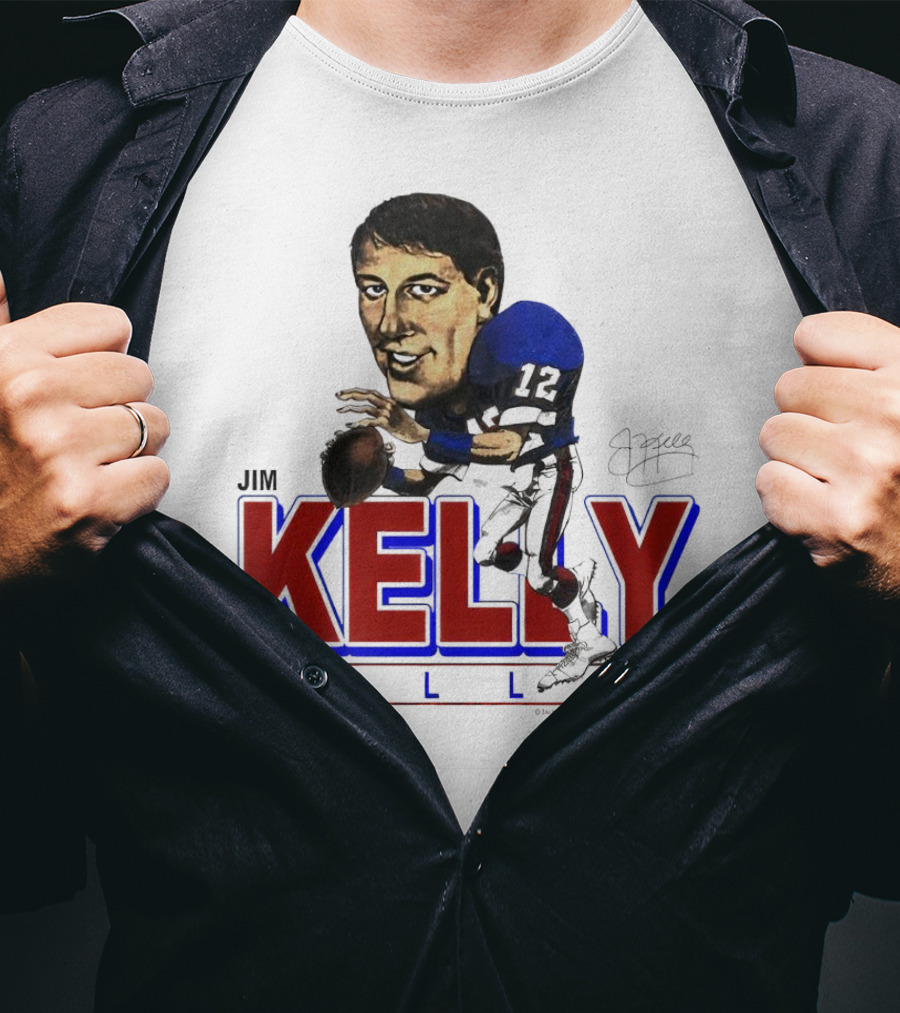 Jim Kelly Buffalo Bills Signature Caricature Kelly Bills T-Shirt