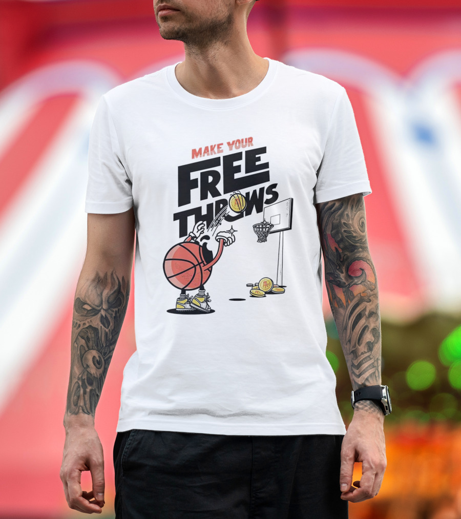 Make Your Free Throws Basketball Cartoon Coin Scoring T-Shirt