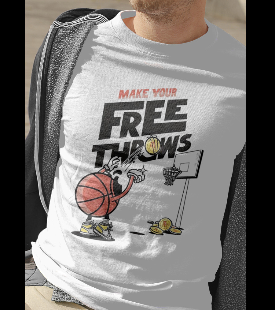 Make Your Free Throws Basketball Cartoon Coin Scoring T-Shirt
